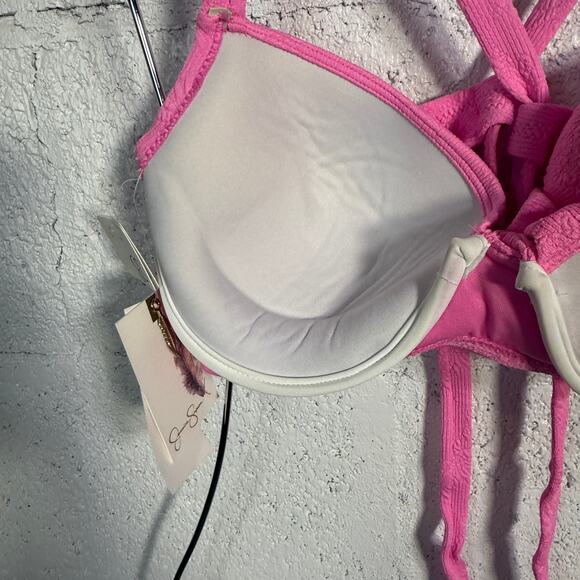 Jessica Simpson Women's Sweet Daisy Twisted Bikini Top, Lip gloss, M D - Picture 7 of 10
